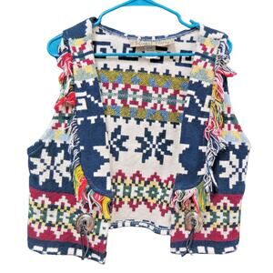 Painted Pony Western Tapestry Vest With Fringe And Conchos - One Size